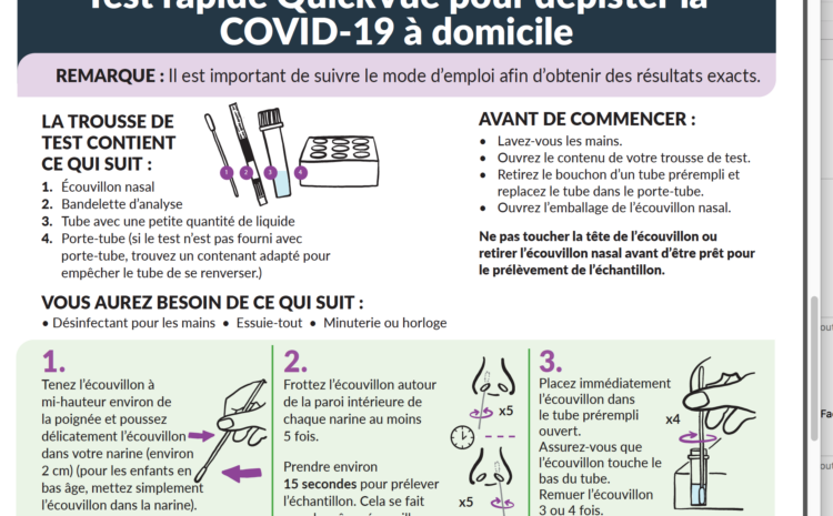  Utilisation des tests rapides de détection de la Covid-19 pour les élèves et le personnel des écoles